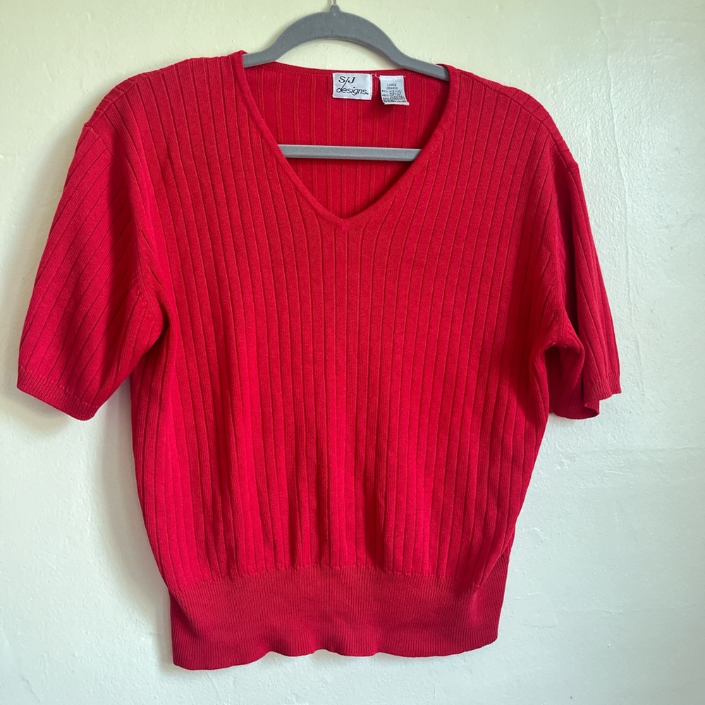 Scarlet V-Neck Ribbed Top